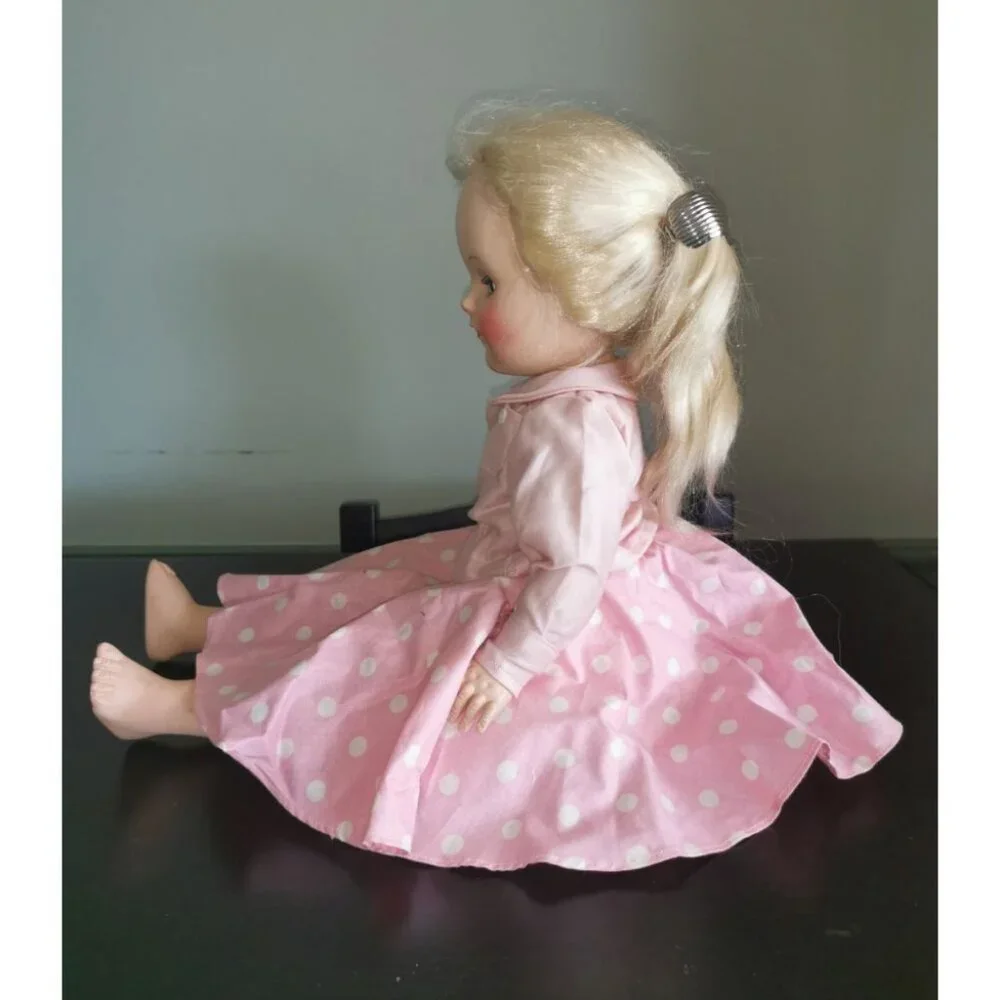 Vintage Ideal Doll P-19 Head and P-92 Body Blond Hair‎ In Pink Dress